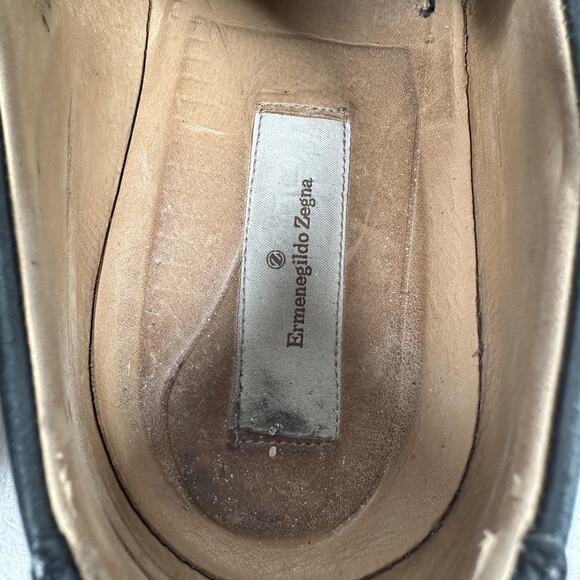 Ermenegildo Zegna Shoes Mens Size 10 Black Leather Derby Dress Square Toe main image 10